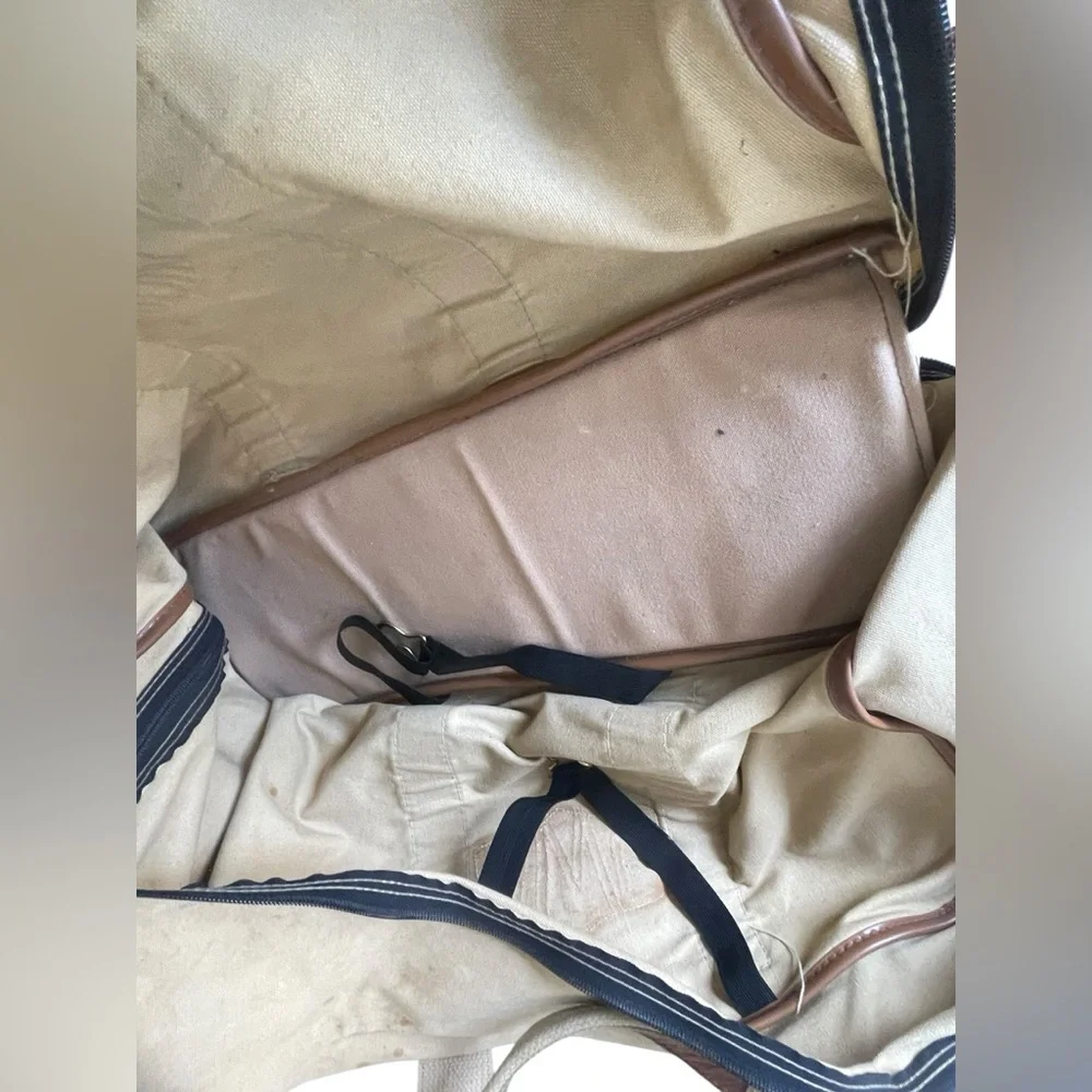 Vintage Mark Cross Camel Canvas Travel Bag
